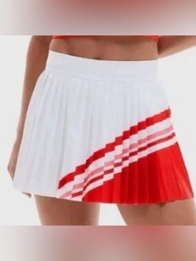 Athleta Women's Match Point Pleated Colorblock Skort White Red Size L NWT